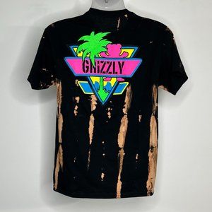 men's acid wash black t-shirt, grizzly -